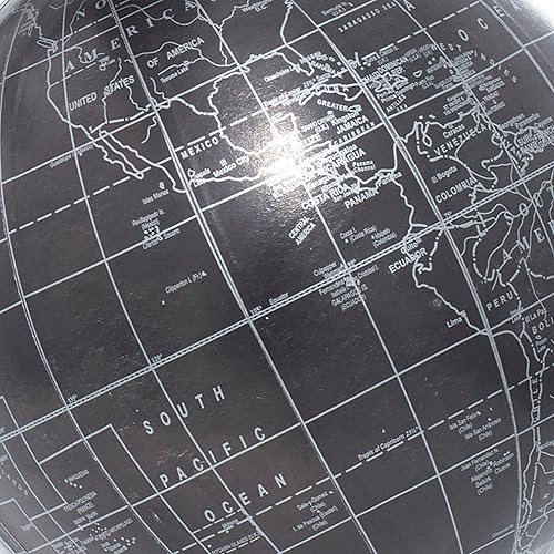 Miniatura 10 de Deco 79 Globo de aluminio con mapa mundial de avión, 8 x 8 x 12 pulgadas, plateado