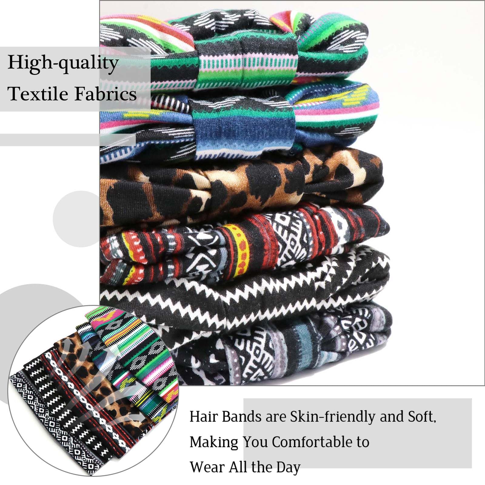 Diademas bohemias para mujer, bandas elásticas anchas para el cabello, turbante anudado, bandas para la cabeza, para yoga, correr, banda elástica suave para el sudor, elegantes accesorios para