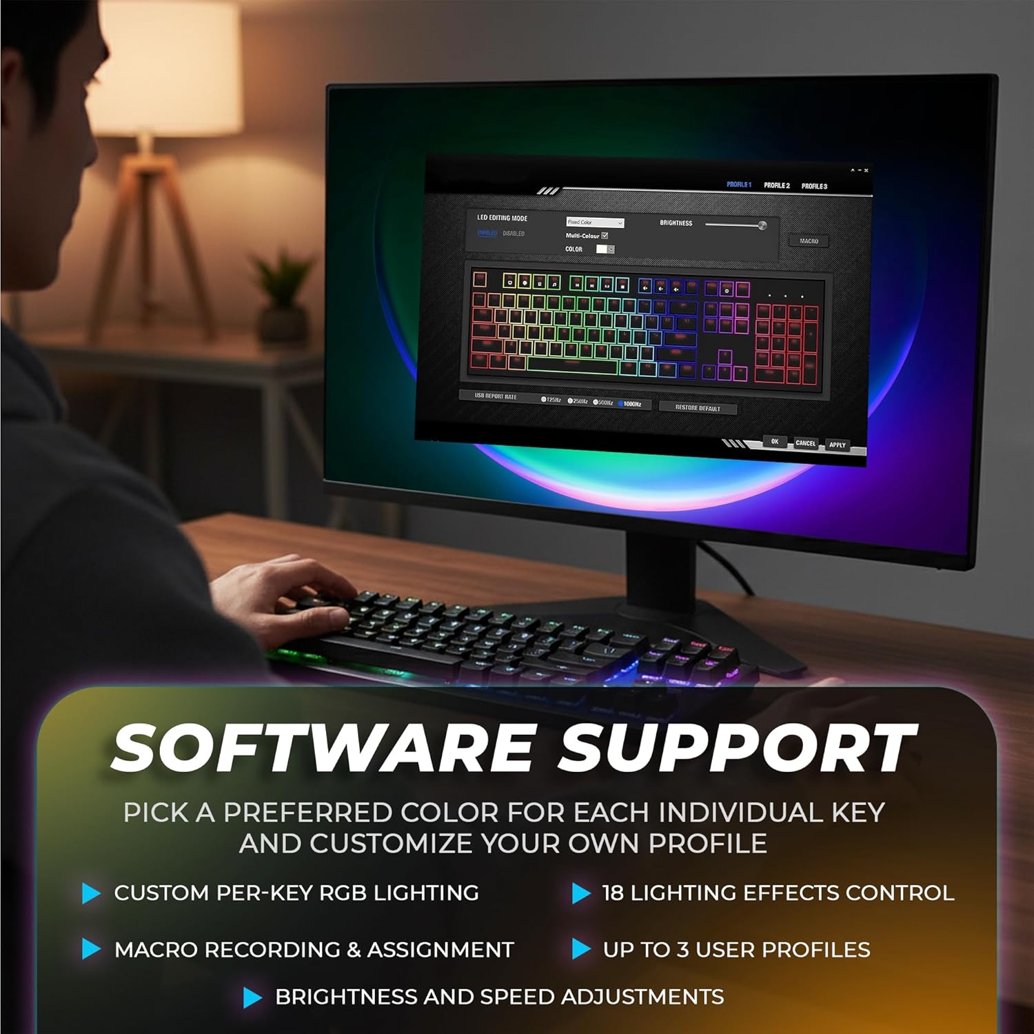 TECWARE Phantom+ Elite 87 Mechanical Gaming Keyboard | RGB LED Backlit | Hot Swappable Wraith Red Switches | 87 Key TKL Layout | Thocky Sound Profile | Tri-Mode Wireless Bluetooth/2.4GHz | Black
