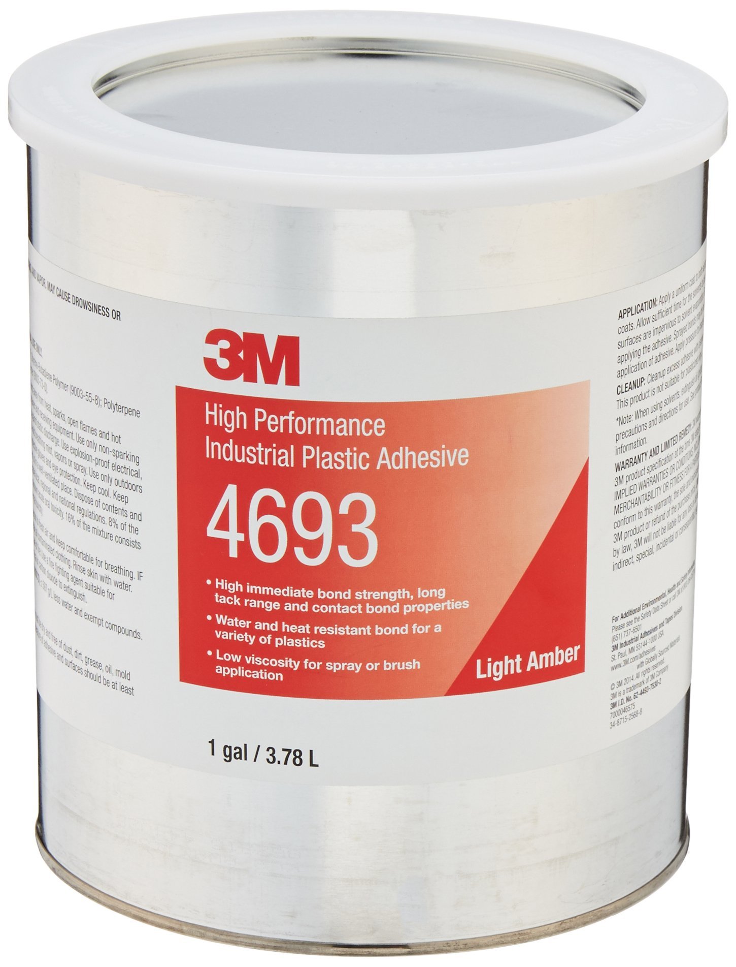 3M High Performance Industrial Plastic Adhesive 4693, Light Amber
