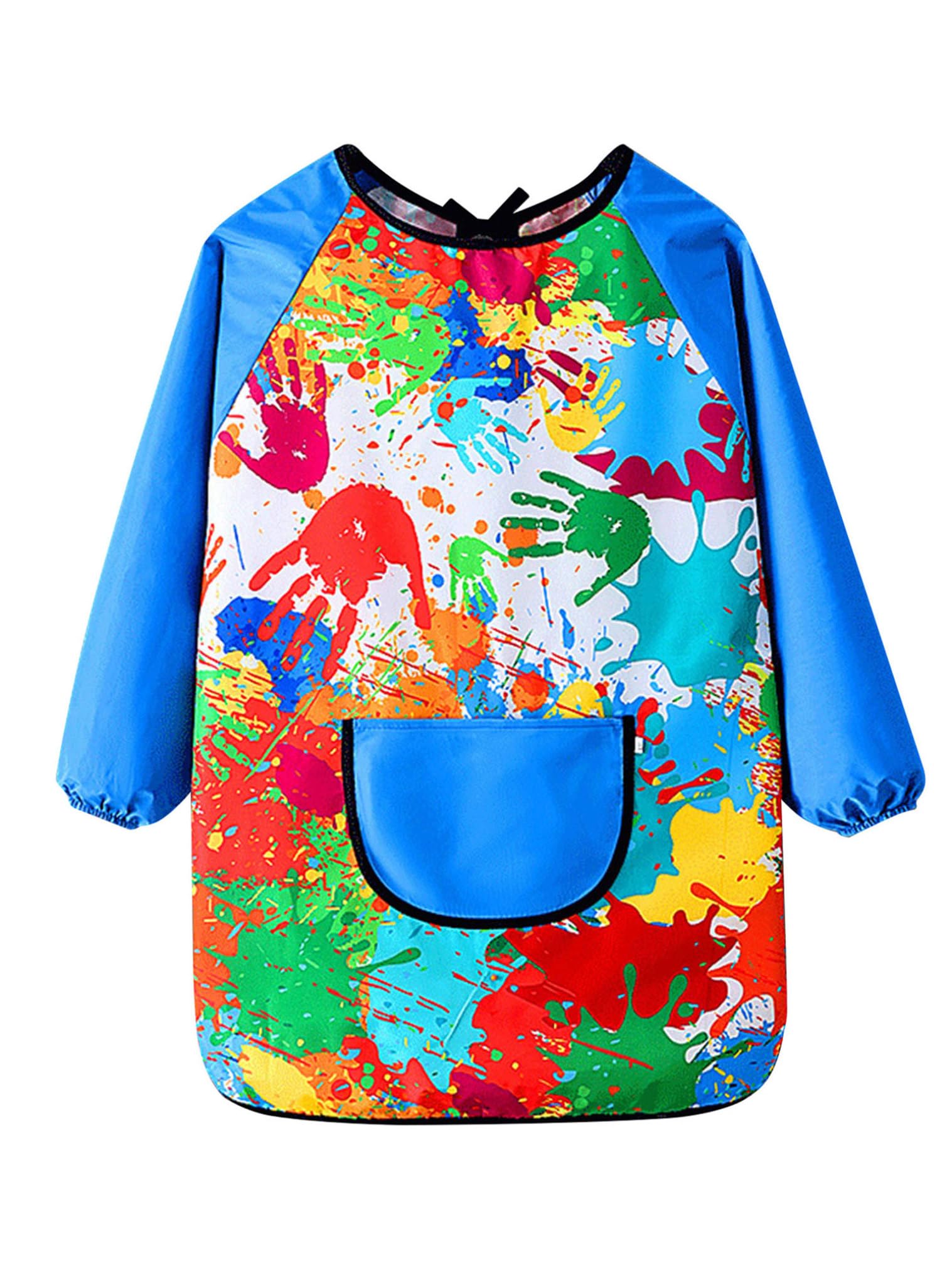 JEATHA Delantales De Manga Larga Con Estampado Colorido Para Niños Delantal Para Hornear De Cocina Con Bolsillo Uniforme De Cocinero Disfraz De Juego De Rol