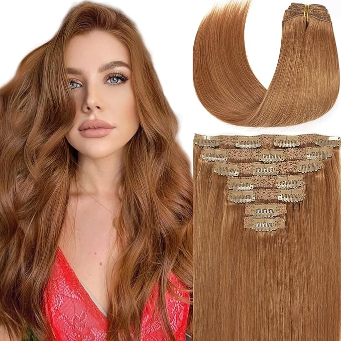 Loxxy Real Hair Extensions Clip in Human Hair Auturn Blonde