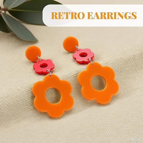 Miniatura 7 de 4 piezas de accesorios de los años 70 y 60 para mujer, diseño de discoteca hippie groovy, accesorios para disfraz, diadema, aretes colgantes, gafas