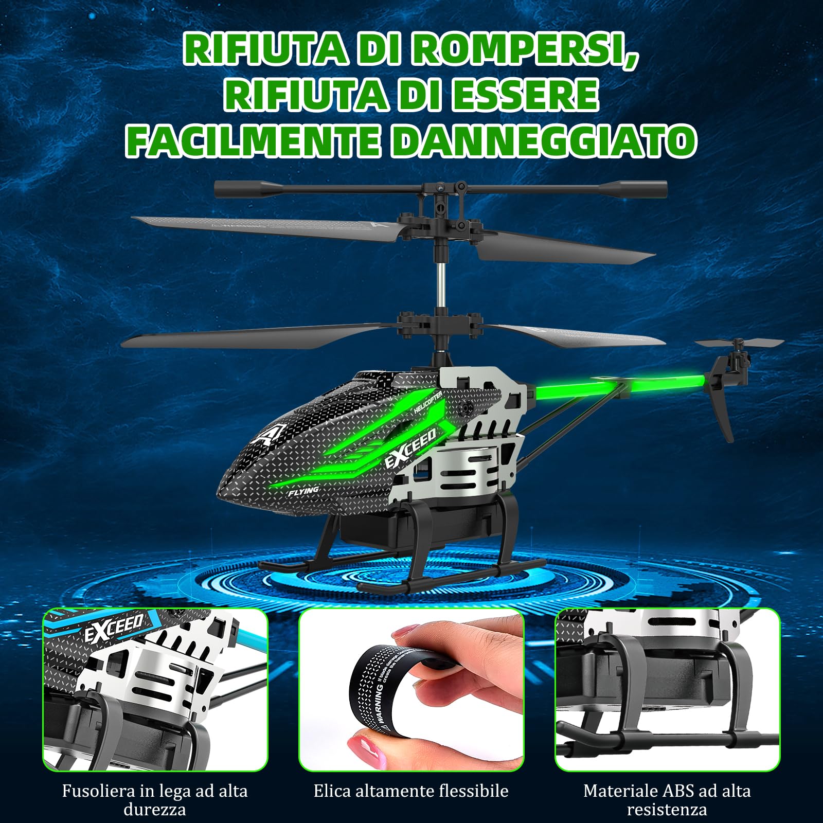 BuzzoXerex Elicottero Telecomandato, 2.4G Elicottero RC, Elicottero Rradiocomandato con Luce LED & 3.5 Ccanali, Aereo Telecomandato con Giroscopio e Altezza Fissa, Bambini e Adulti