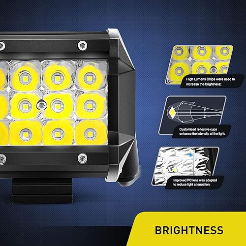 Vista 4 de Nilight luz antiniebla. Barra de luces ledes para manejo todoterreno