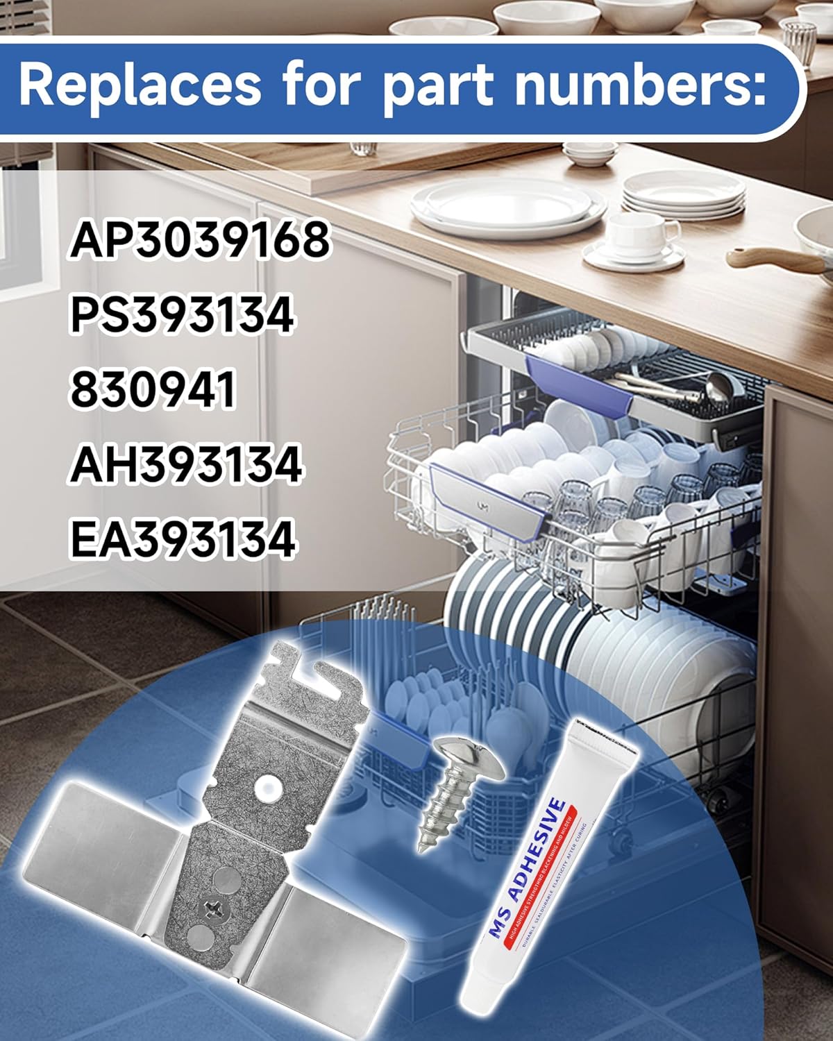 2 Pack Granite Counter Dishwasher Mounting Bracket, Undercounter Dishwasher Bracket Replace for 8269145 L304458800 8269145, Compatible with Most Brand Dishwashers WP8269145, AP6012289, PS11745496 ALL image 2 of 7 B0FGDBZQCT