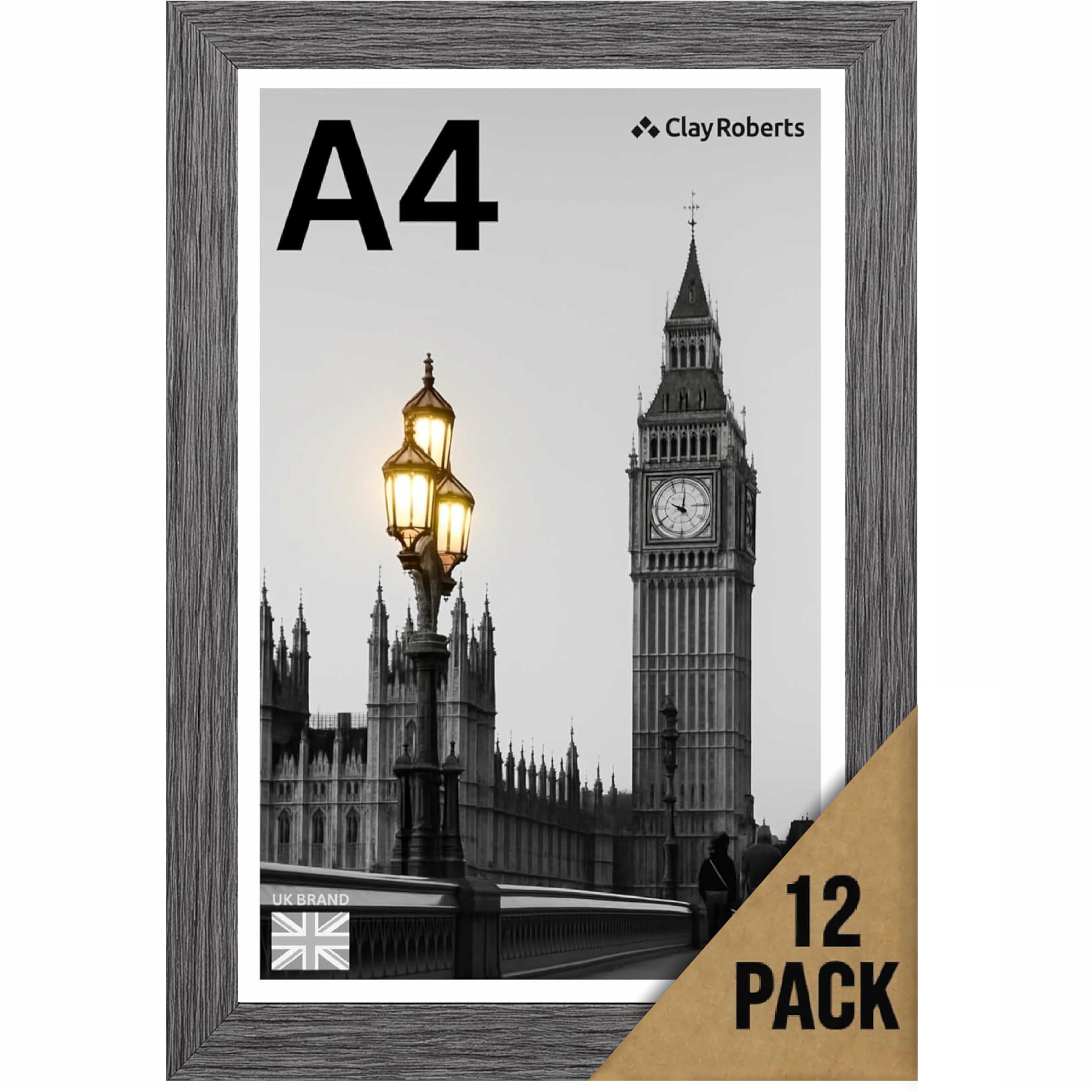 A4 Dark grey Photo Frame – Modern A4 Frame for Certificates, Pictures & Prints, Wall Hanging (Portrait or Landscape), Document & Poster Frame UK — image 1