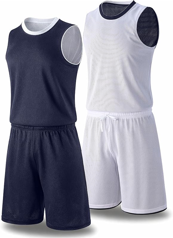 1 Juego de remera y pantalones cortos de baloncesto reversibles para hombre, uniformes atléticos personalizados de doble cara para práctica de deportes de equipo