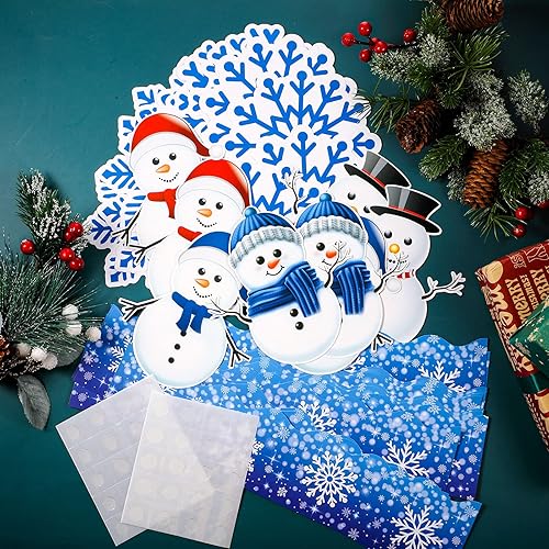 Miniatura 3 de Outus Juego de 71 bordes de tablón de anuncios de Navidad, incluye bordes festoneados de copo de nieve para tablón de anuncios, coloridos copos de