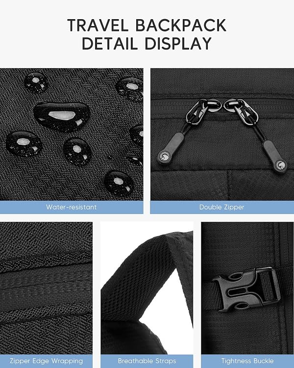 Nixjoro 40x30x15 cm Personal Item Travel Bag,16x12x6 inch Small Carry On Backpack 20L, Flight Approved Underseat Travel Luggage Bag,Mochila de Viaje,Cabin Size Lightweight Black by Nixjoro - Used condition - Image 5