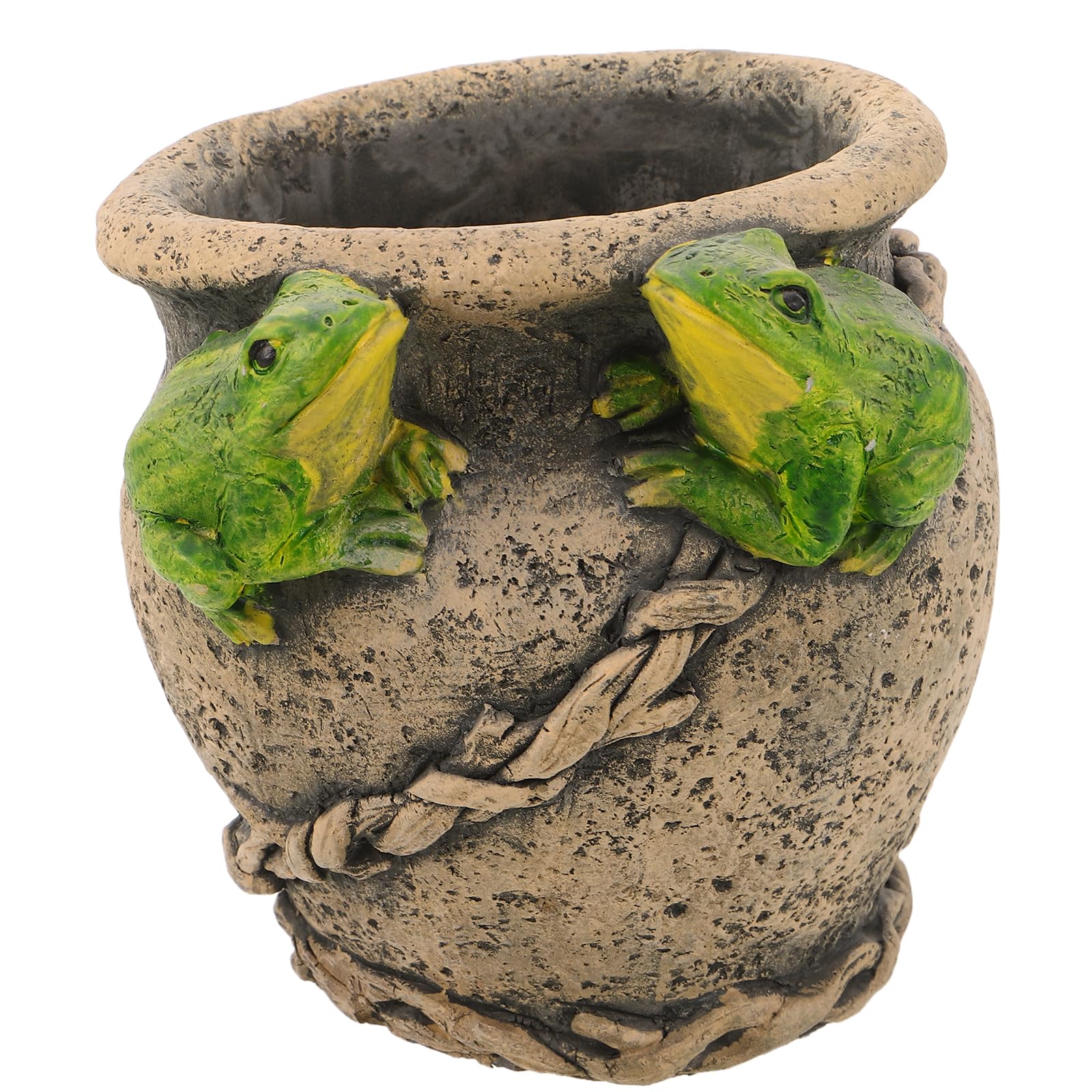 Pot de fleurs grenouille fait main en ciment et facile à nettoyer pour table