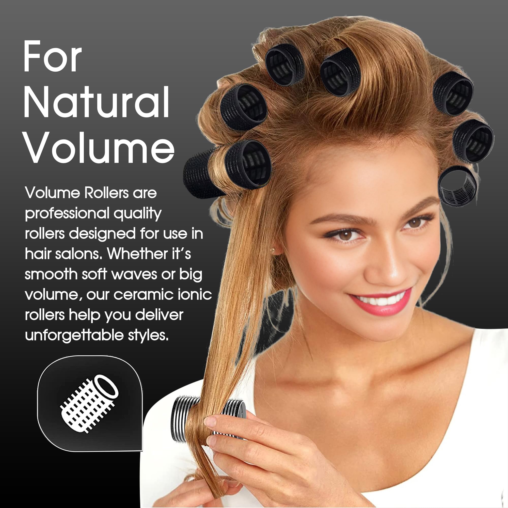 xnicx 9 pcs Self Grip Hair Rollers Set,Heatless Curlers Hair Rollers for Long Short Hair,No Heat Hair Curlers to Sleep In,Salon Hairdressing,3 Sizes Rollers in 1 set Black - Image 4
