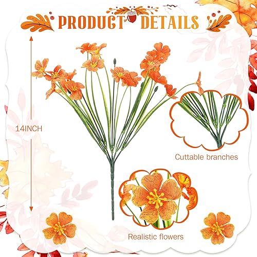 Vista 9 de Lyrow 100 paquetes de flores artificiales violetas, flores sintéticas resistentes a los rayos UV para exteriores, flores de seda sintética, flores