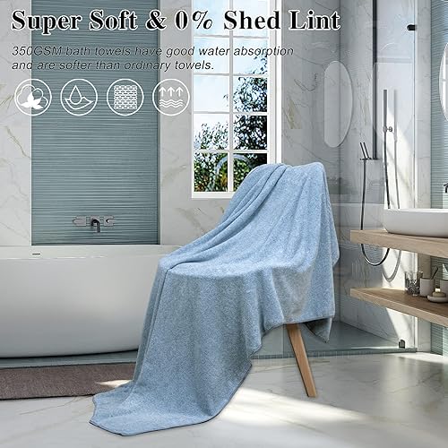 Vista 10 de SEISSO Toallas de baño, extra absorbentes y de secado rápido para baño, toalla de baño grande de fibra, súper suave, multiusos, para fitness, spa