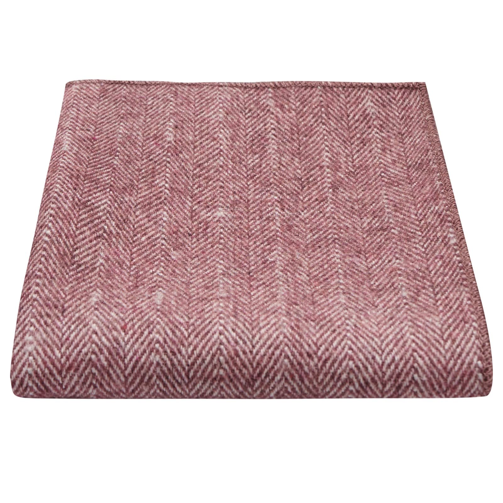 King & Priory Burgundy Herringbone Pocket Square, Handkerchief