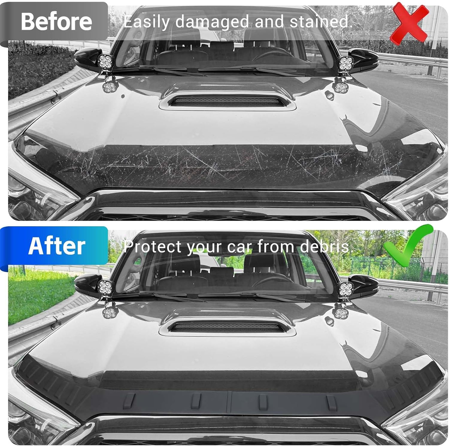 hood deflector fits for 2010-2024 toyota 4runner hood protector compatible with 4runner accessories hood spoiler engine shield