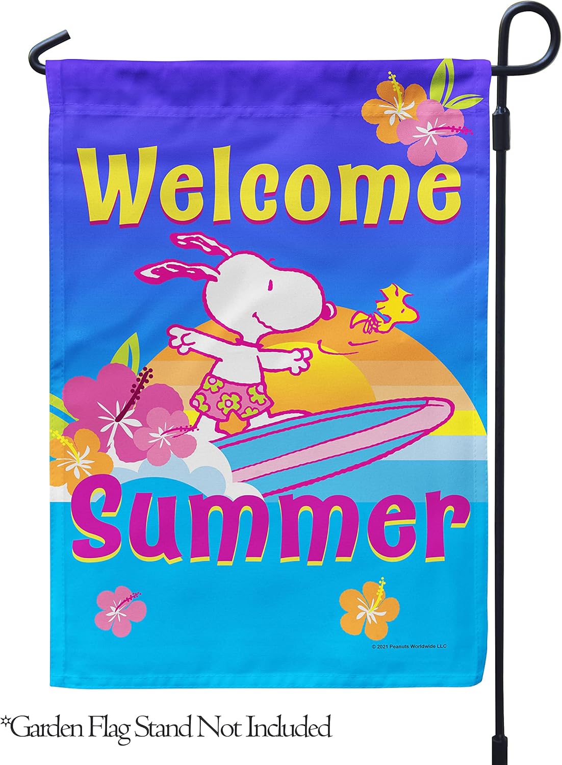 Flagology, PEANUTS Surf Buddies Snoopy – Garden Flag 12" x 18", Officially Licensed PEANUTS®, Summer