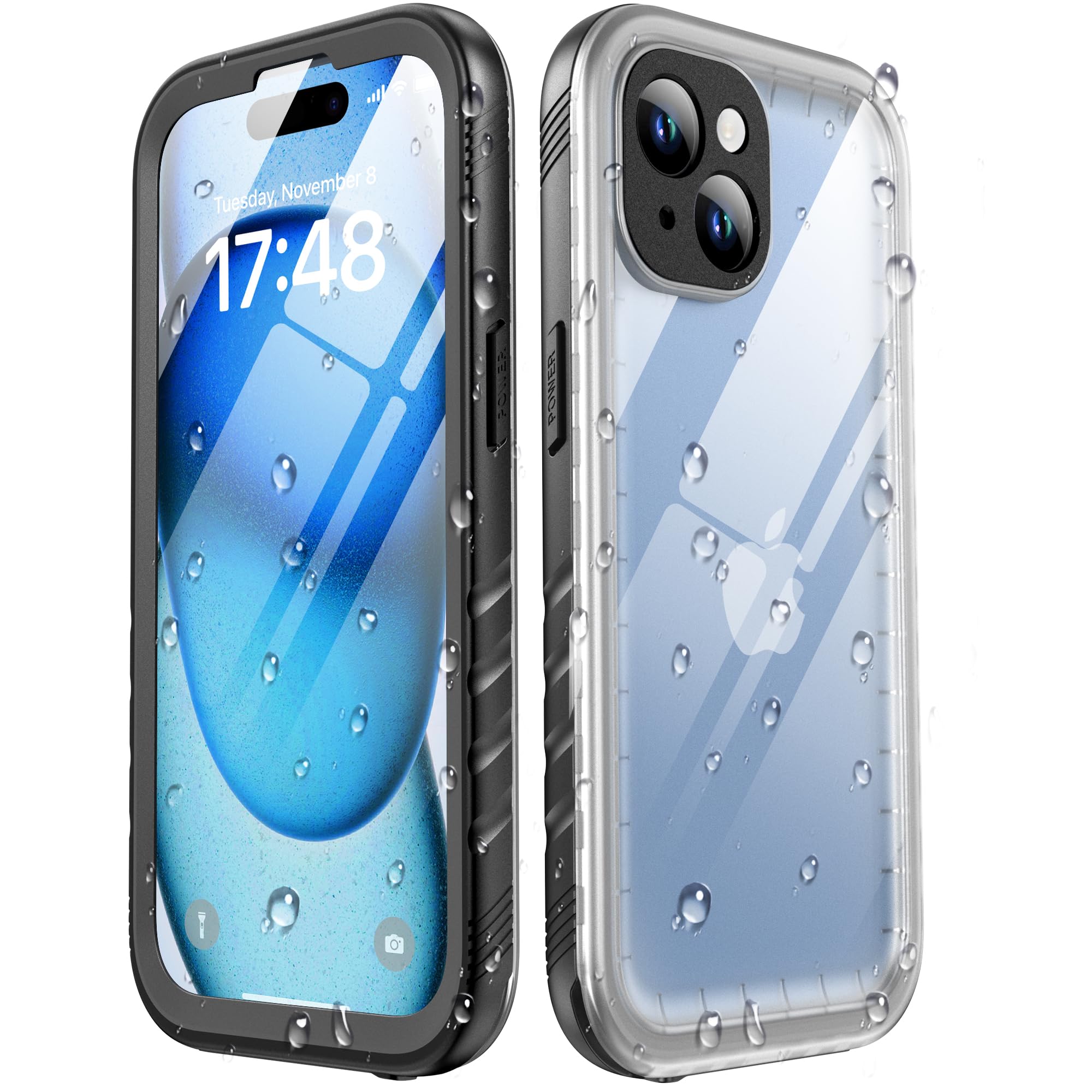 SPORTLINK Funda impermeable para iPhone 15, protector de pantalla y lente de cámara integrado, IP68 bajo el agua, 6.6 pies, militar, a prueba de caídas y polvo, real 360, para iPhone 15 de 6.1