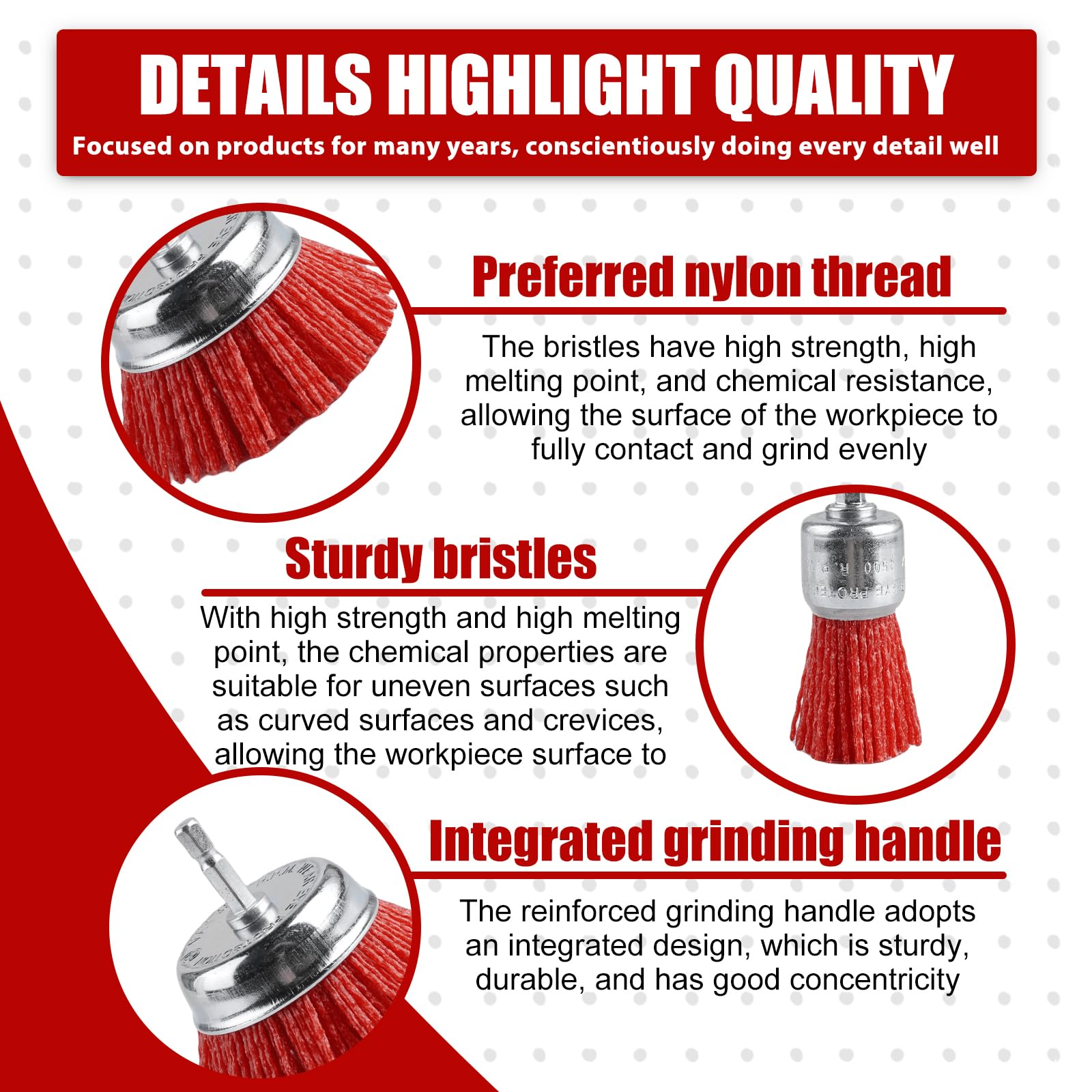 10 spazzole in nylon, filo di nylon con attacco esagonale da 1/4", per trapano, 6 misure, set di spazzole in nylon per rimuovere ruggine e filo abrasivo