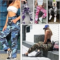 Vista 4 de Pantalones cargo de trabajo para mujer, de algodón, con 8 bolsillos, informal, estilo de combate militar