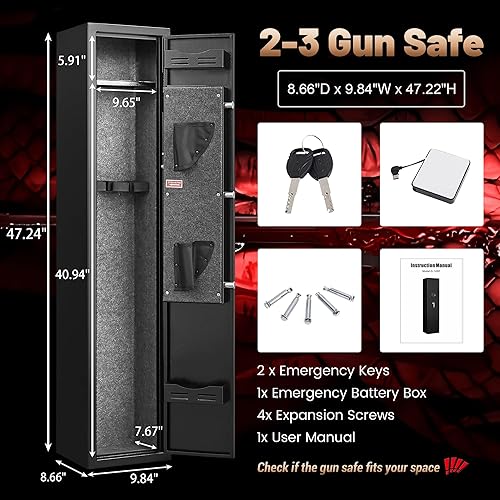 Miniatura 3 de Marcree 2-3 cajas fuertes para armas, aptas para rifle para el hogar, para rifles y pistolas con acceso rápido, no requiere montaje para rifles y