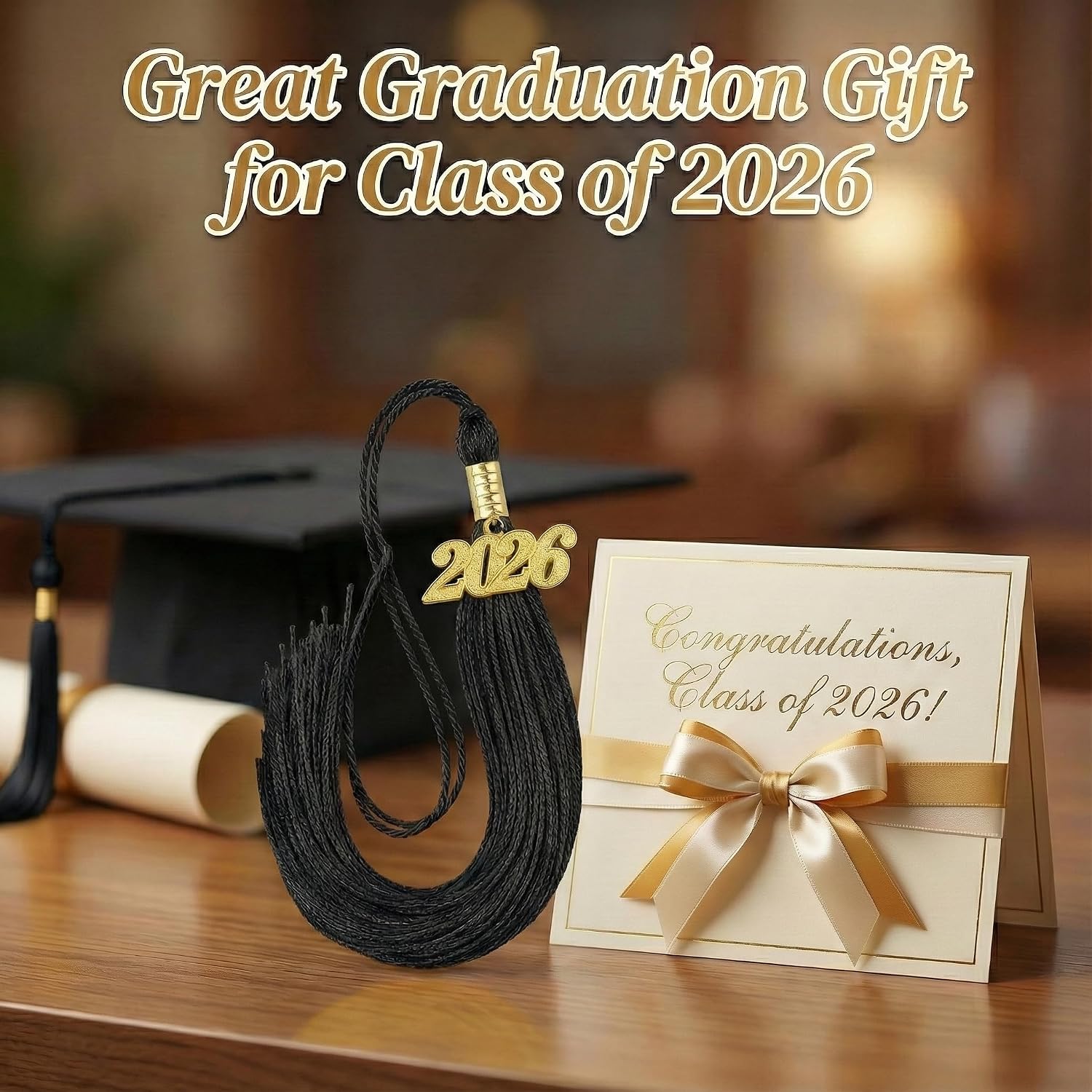 2026 Tassel Graduation, 2026 Graduations Cap Black Tassels with 2026 Gold Charms for Stole Grad Cap Hat Graduate Accessories Ceremonies Memorial Regalia Decorations