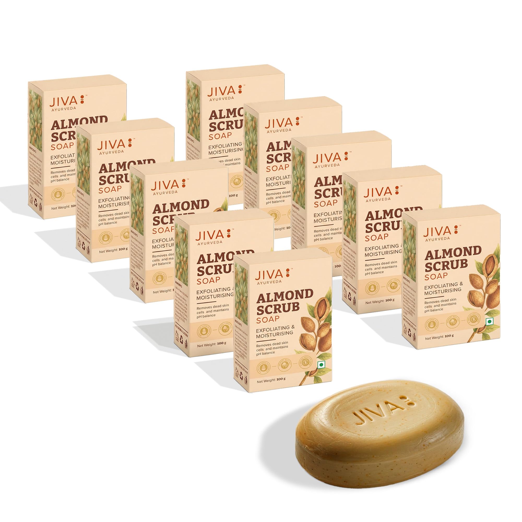 Jiva Almond Soap | Natural Badaam Soap For All Skin Types | Natural Cleanser, For Glowing Skin- 100g (Pack Of 10)-picture-33