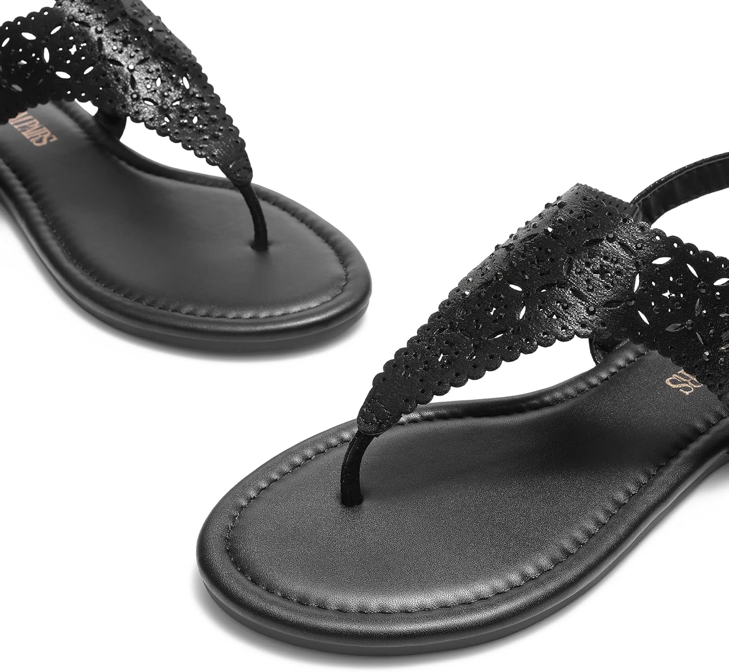 DREAM PAIRS Women's Rhinestone Casual Wear Cute Gladiator Flat Sandals Beach Dressy T-Strap Thong Sandals - Image 6