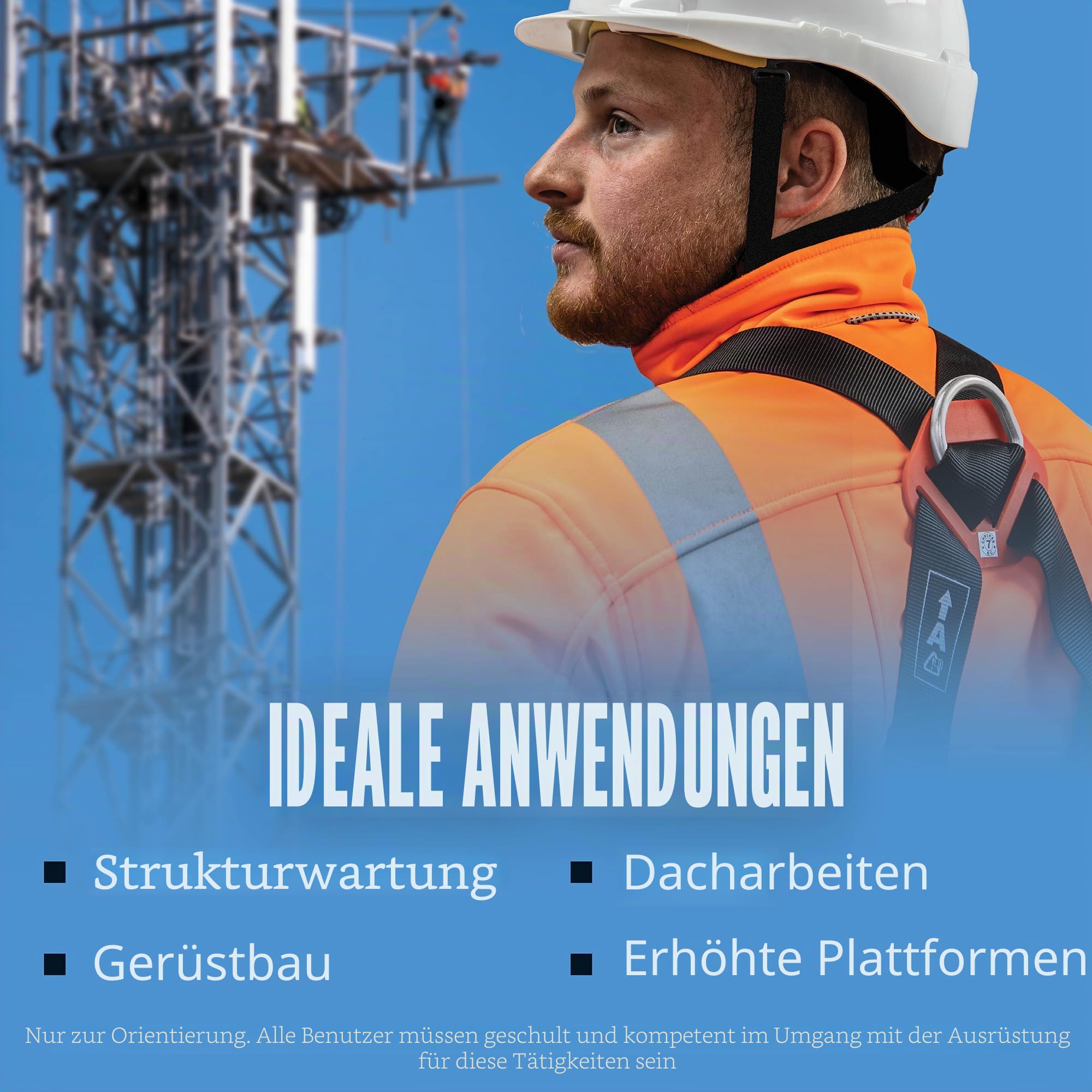 JSP SPARTAN Fallschutzset - Schwarz - Einheitsgröße - Höhensicherung - Auffanggurt und Verbindungsmittel - Für Gerüstbau, Dacharbeiten, Wartung und Höhenplattformen - EN 355 & EN 361