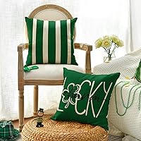 Vista 2 de AVOIN colorlife ST Patricks Day Lucky Charm - Juego de 4 fundas de almohada con diseño de trébol de whisky irlandés, 18 x 18 pulgadas, decoración