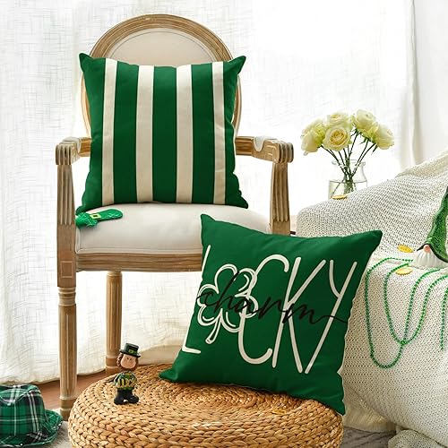 Miniatura 2 de AVOIN colorlife ST Patricks Day Lucky Charm - Juego de 4 fundas de almohada con diseño de trébol de whisky irlandés, 18 x 18 pulgadas, decoración