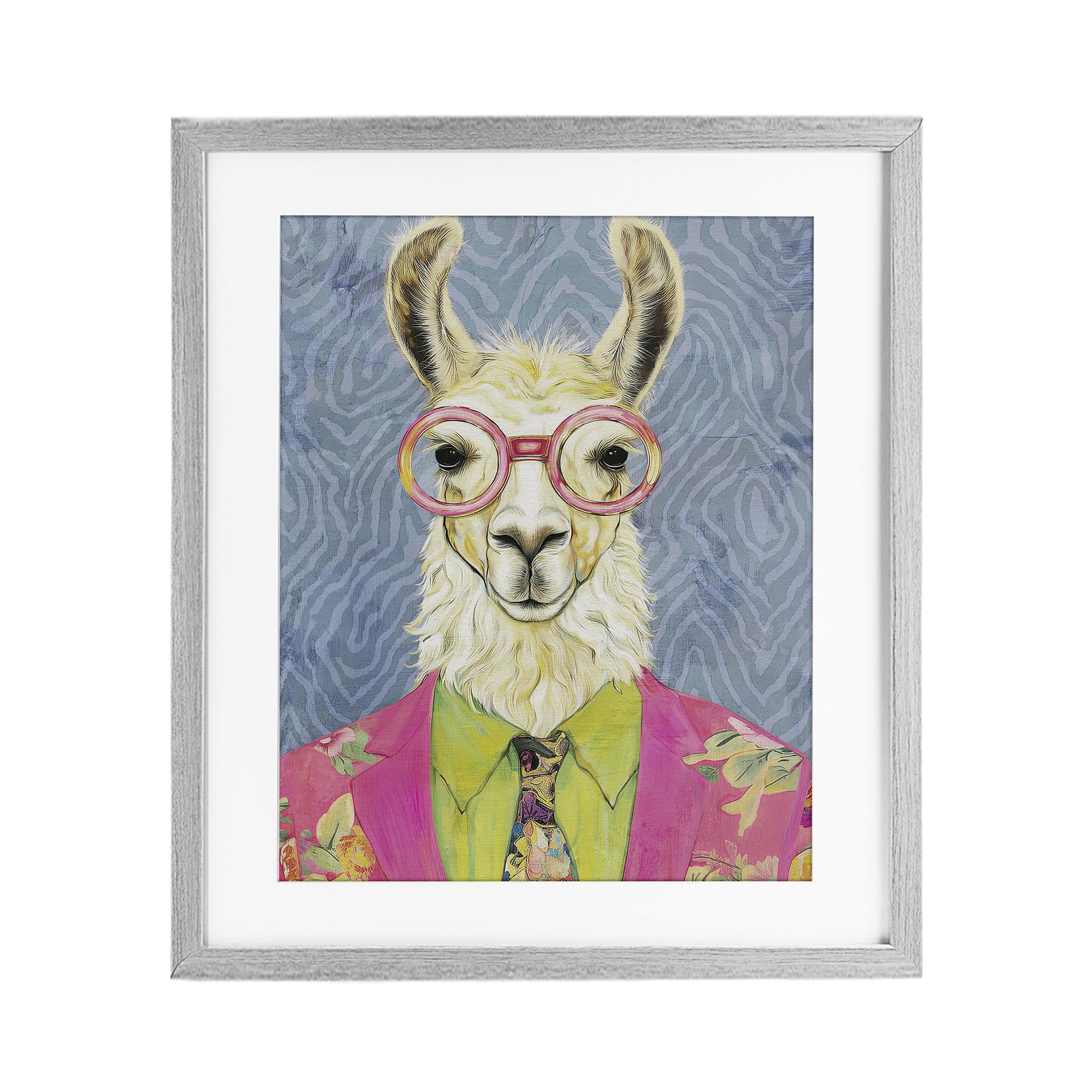 Stupell Industries 'Bright Gaze Llama', Framed Print Under Glass, Gray, 17 x 21 Inches, Easy to Hang and Sturdy, Made in USA, by Svetlana Aleynikova