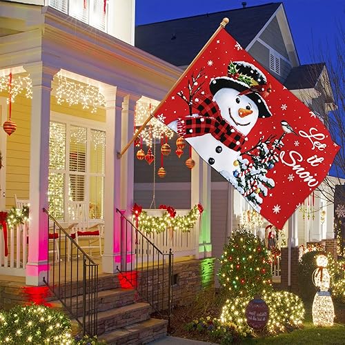 Miniatura 4 de Banderas de Navidad de 3 x 5 para exteriores, bandera de nieve, muñeco de nieve, copo de nieve, copos de nieve, decoraciones de vacaciones de