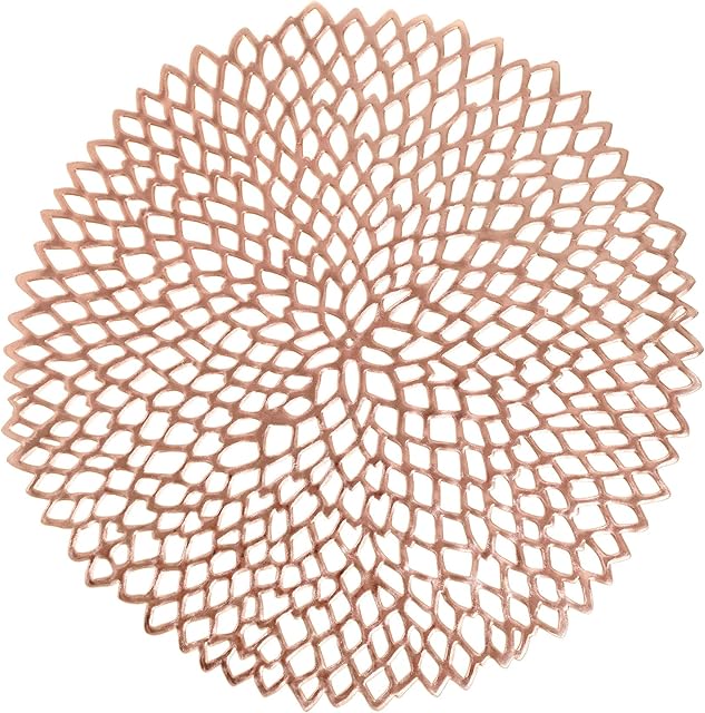Set of 6 Metallic Gold Table Placemats 15" (38cm) ~ Round Dining Table Décor Coasters for Party & Wedding Decoration ~ Christmas Place Mats by Deco Design