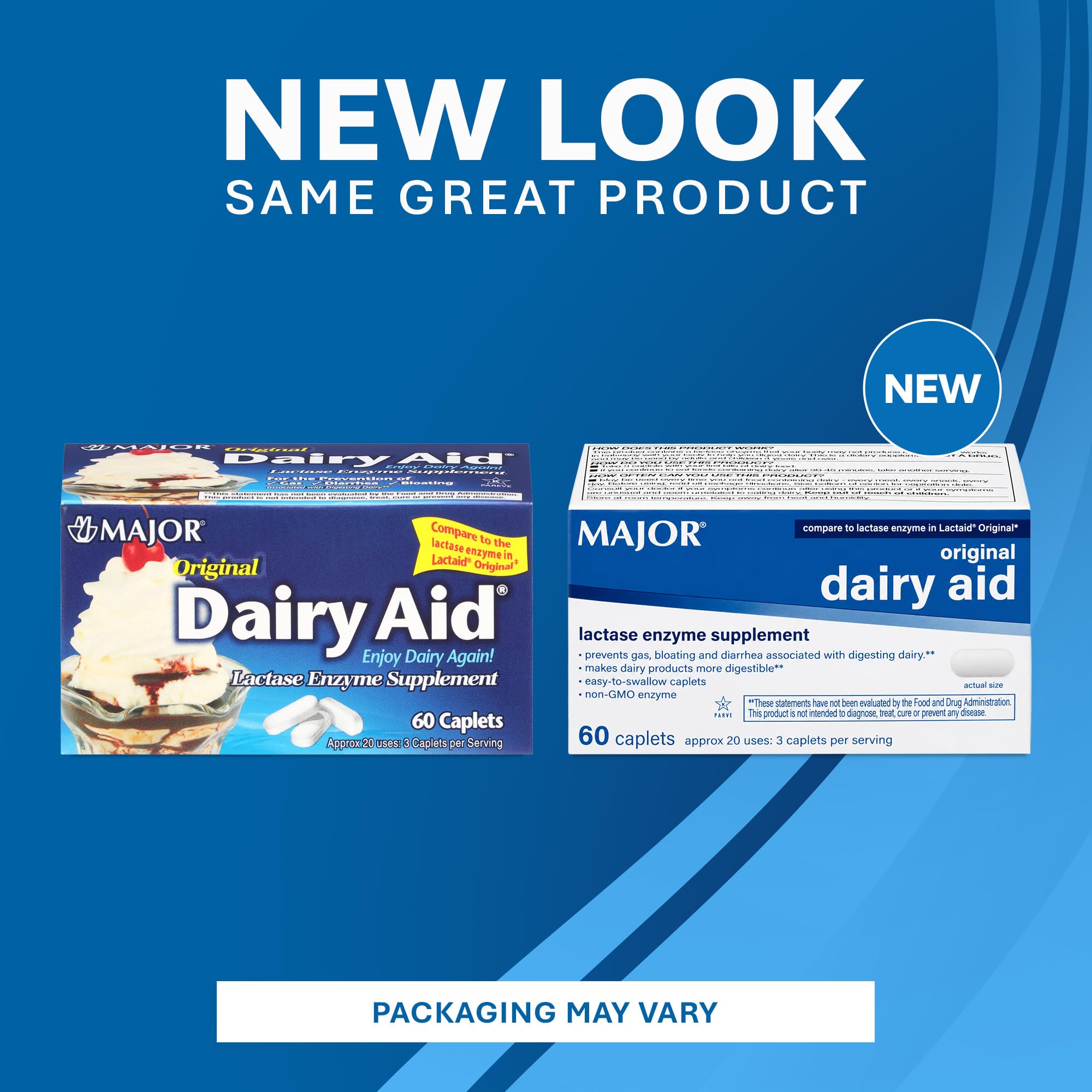 MAJOR Original Dairy Aid - Lactase Enzyme Supplement - 60 Caplets (1 Pack) — Amazon image 7