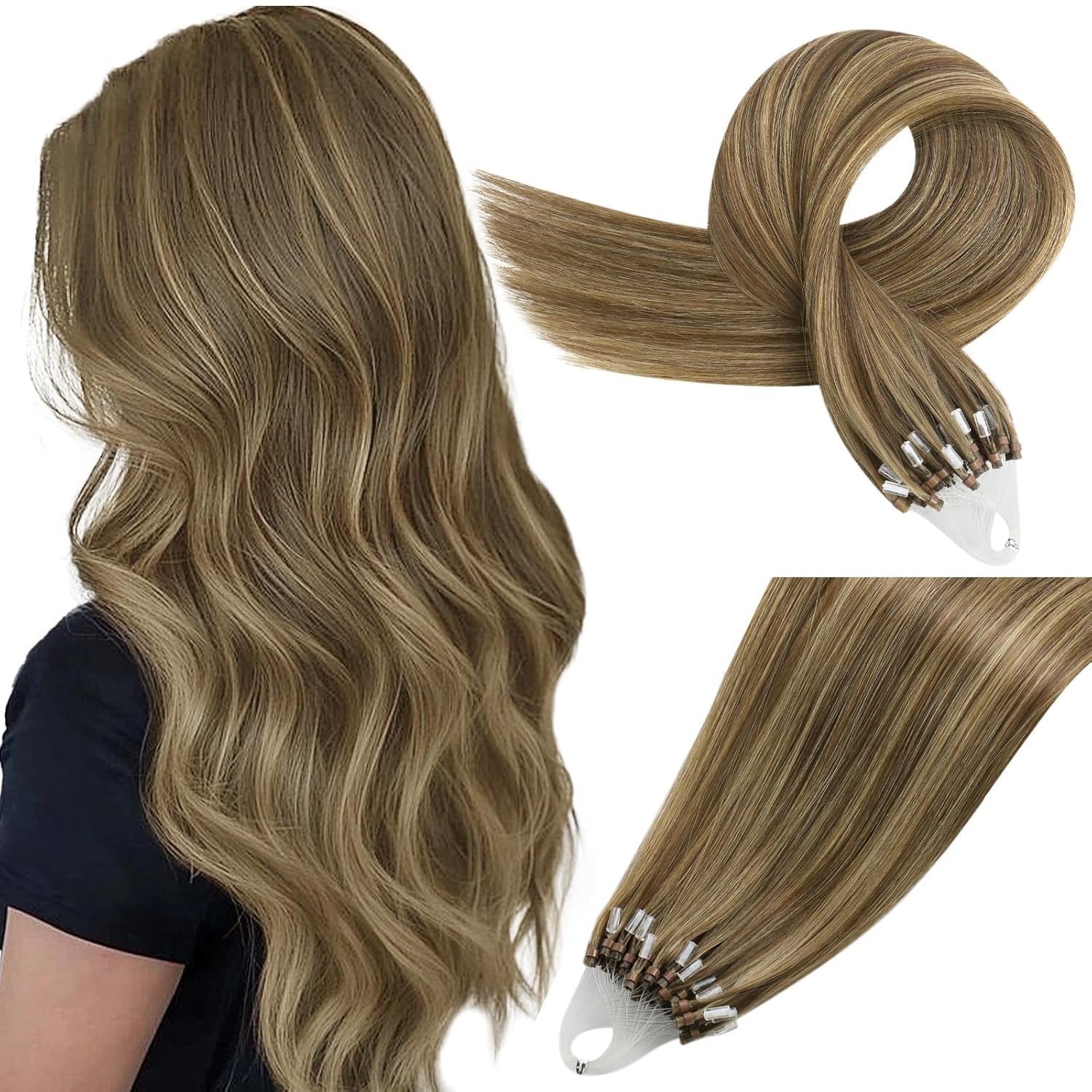 Easyouth U Tip Hair Extensions Brown Keratin Tip Hair Extensions Real Human Hair Darkest Brown Keratin Hair Extension Human Hair with Natural Texture 18Inch 50G 1G/S — view 49