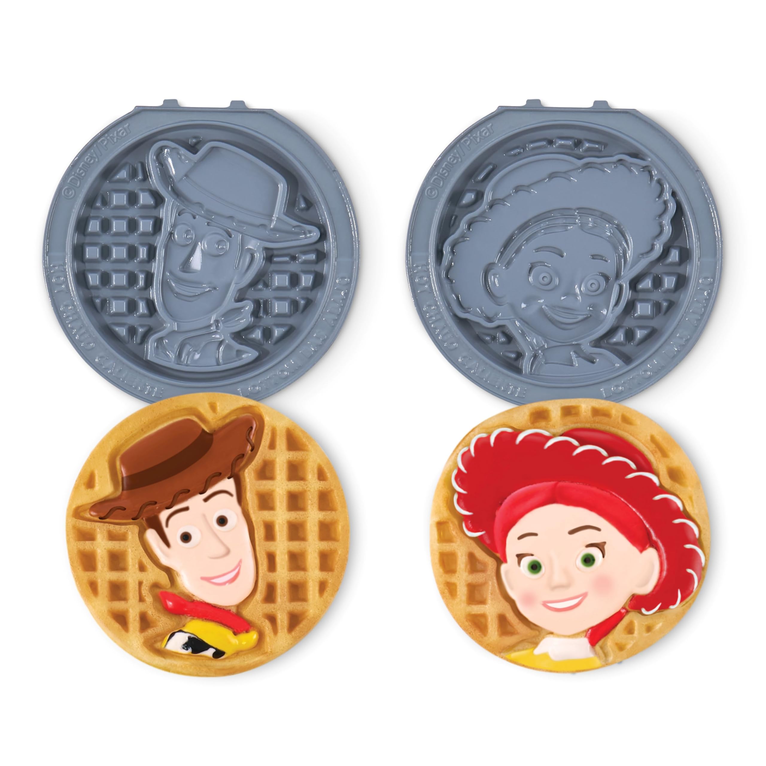 Disney Dash MultiMaker® Mini System Removable Plate Set - Ceramic Coating Replacement Plates for Waffle Breakfast - Waffle Maker Not Included - 4-Inch - 2-Pack - Toy Story Woody &amp; Jessie