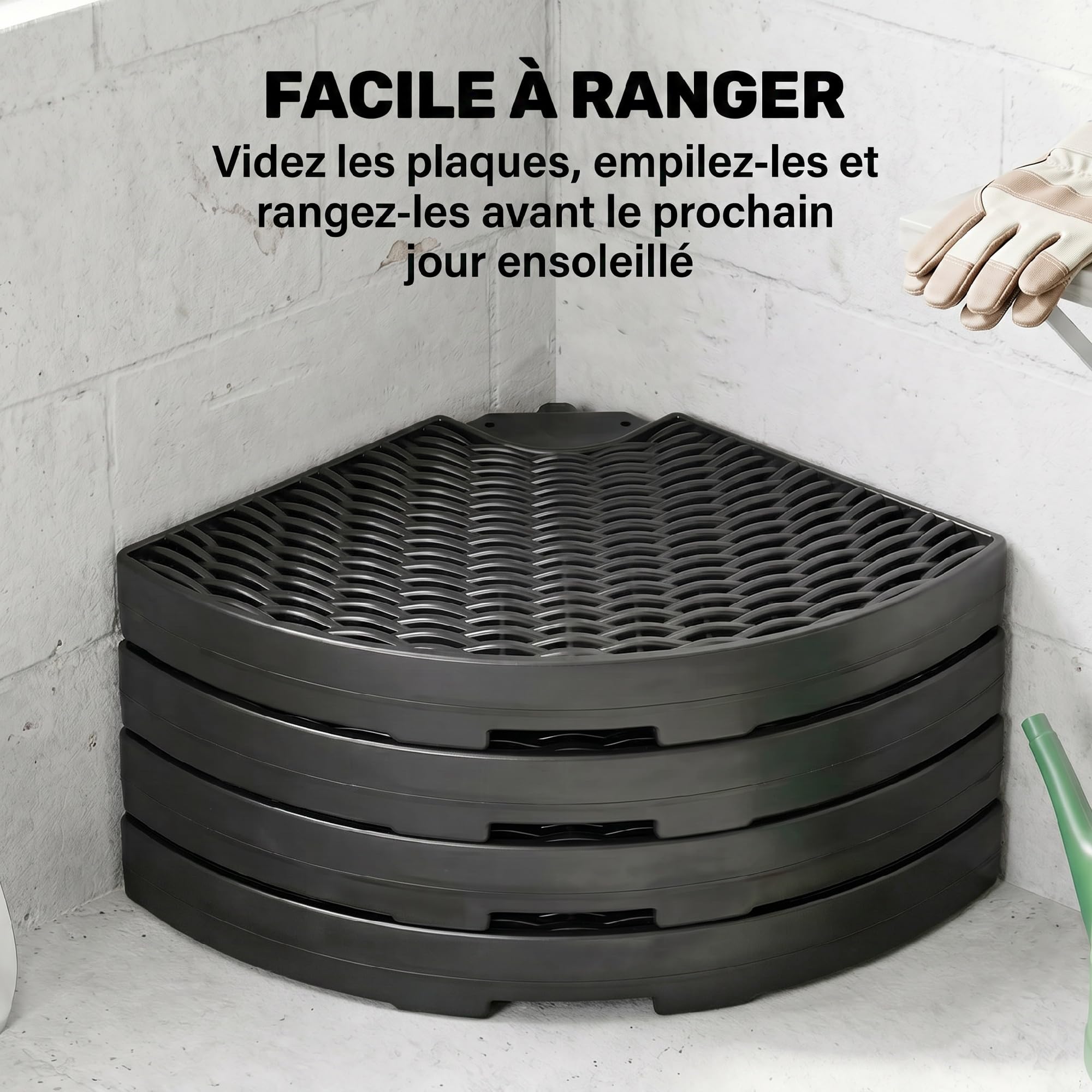 Outsunny Lot de 4 Dalles de Lestage pour Parasol 100L x 100l x 8H cm Noir