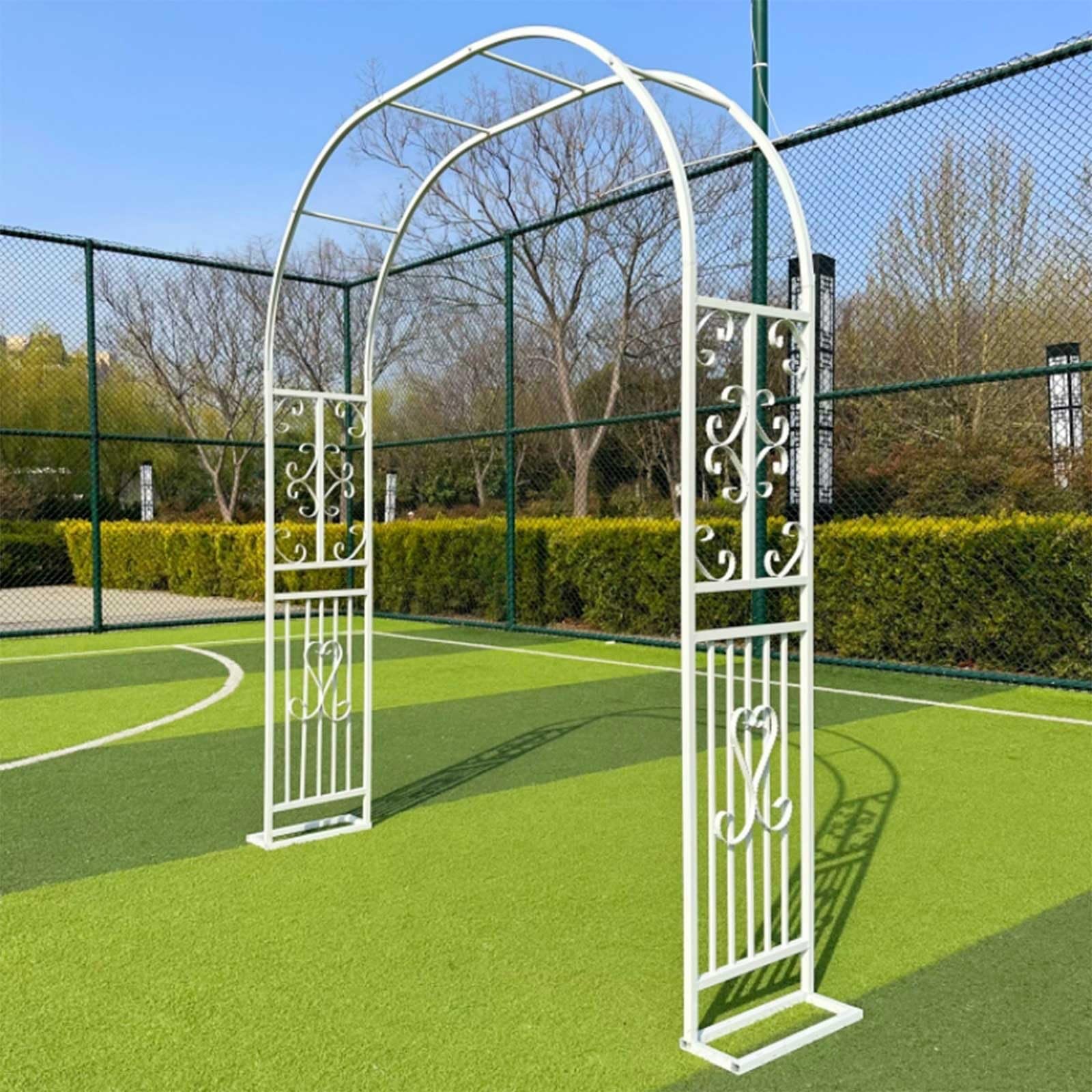 Biały metalowy łuk altanowy do roślin pnących, stalowa krata, pergola, dekoracje na wesela i do przestrzeni zewnętrznych, 3,4 x 2 m, łuk ogrodowy
