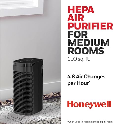 Miniatura 3 de Honeywell AllergenPlus Series HPA075B - Torre purificadora de aire HEPA compacta, reductor de alérgenos para habitaciones medianas (100 pies