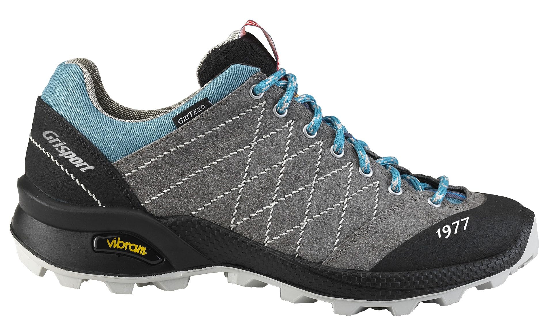 Grisport Scarpe basse in vera pelle, con lacci "Tundra Vesuvio", antracite/turchese