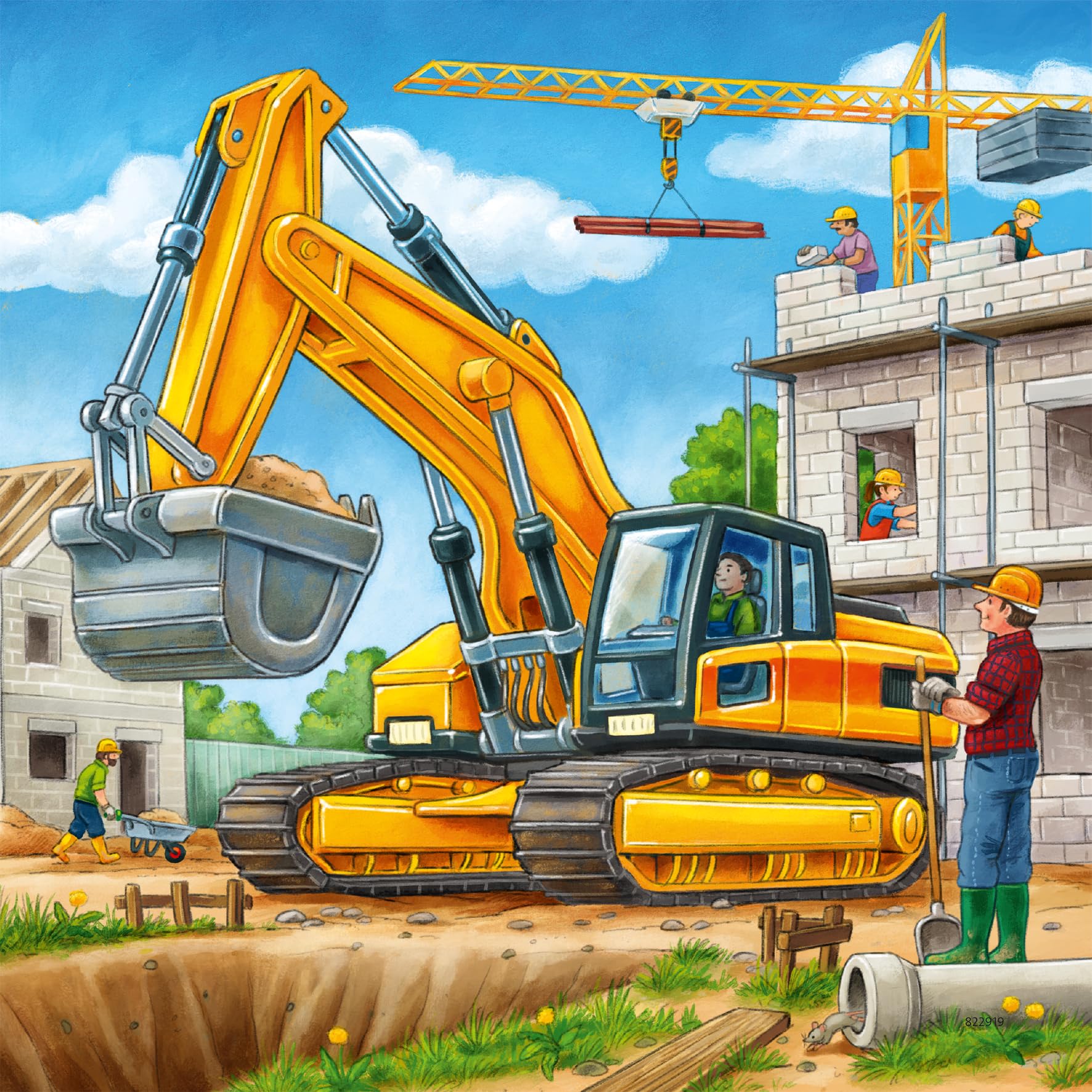 Ravensburger – Puzzle Enfant 3x49 Pièces – Grands Véhicules De Construction – Dès 5 Ans – Avec Posters – 09226