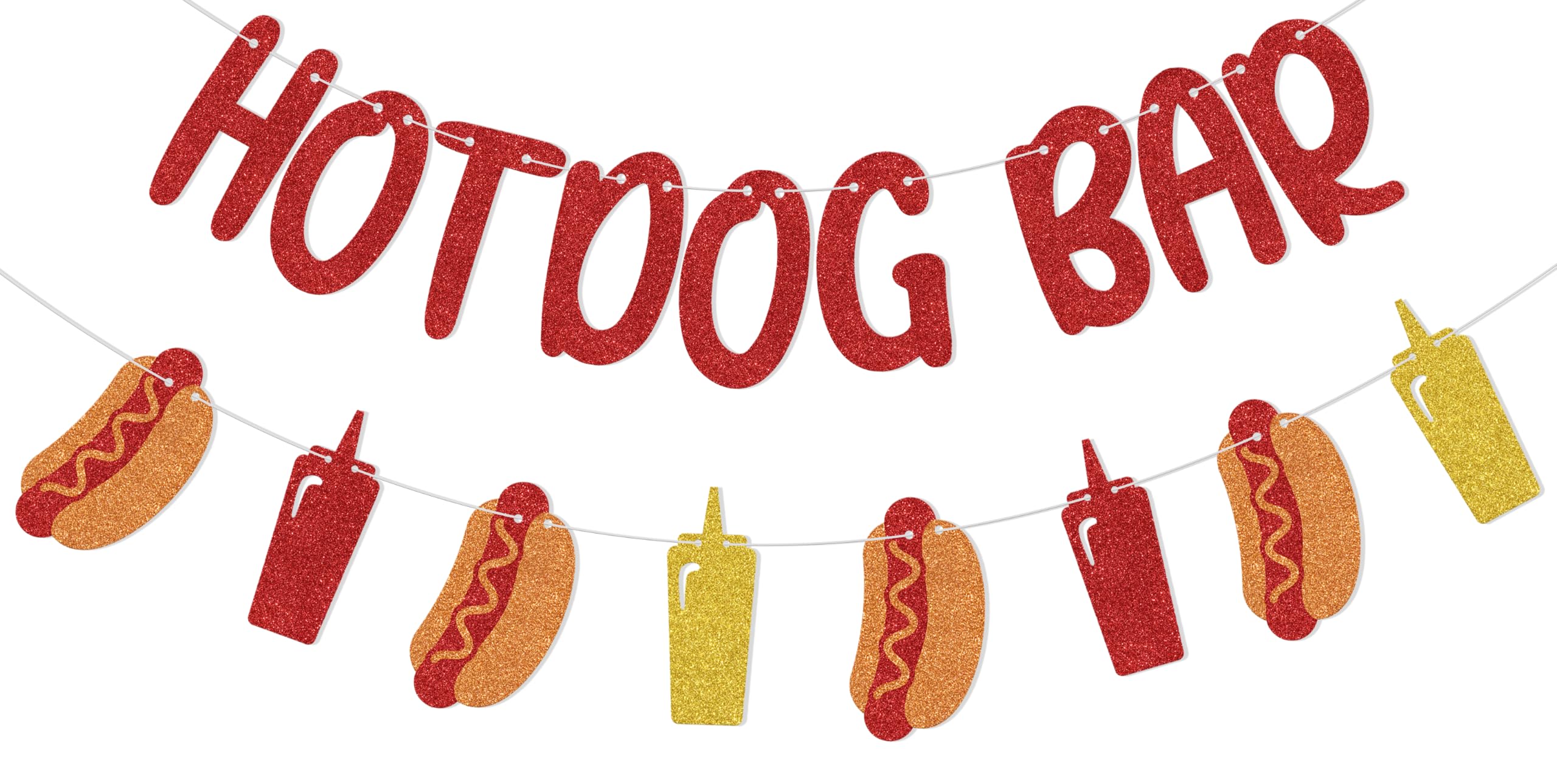 Aumccxz Hotdog Bar Banner Sausage Party Decorations BBQ Birthday Bachelorette Party Decorations Red