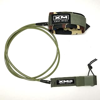 Knee/Calf Surfboard Leash 8ft-12ft, Regular Cord Thickness (.270 in.), Choose Length and Color, Key Pocket, Unbreakable Swivels, Detachable Railsaver, Made in USA