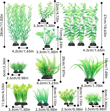 Fish Tank Plants,18 pcs Aquarium Decorations Plants,Aquarium Decorations Plants,Green Fish Tank Decorations Plastic Plants, Fish Tank Decor for Household and Office Aquarium Simulation, Small to Large