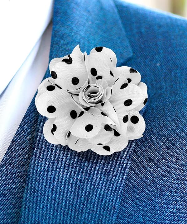 Vittorio Vico Men's Formal Polka Dot Flower Lapel Pin, Boutonniere for Men (White/Black) by Vittorio Vico - Used condition - Image 3
