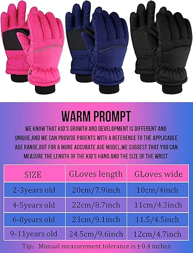Miniatura 3 de 3 Pairs Kids Ski Snow Gloves Winter Waterproof Warm Mitten for Boy Girl Children