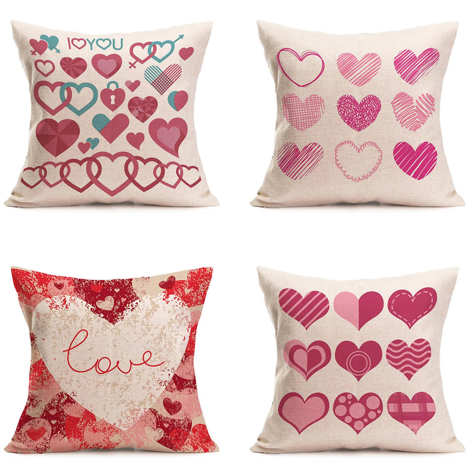 Housse de coussin lin 50x50 de qualité supérieure avec motif rose double face