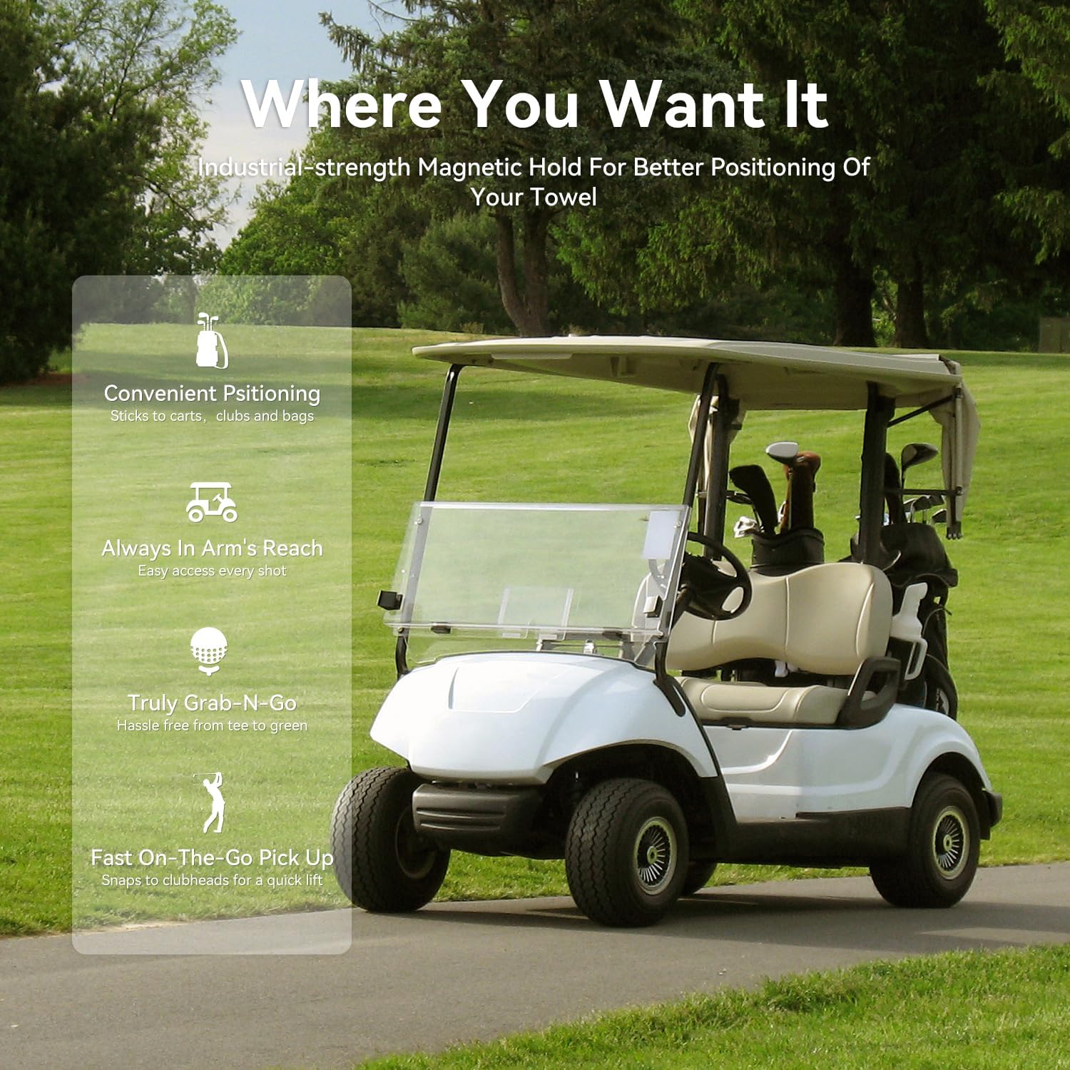 Magnetic Golf Towel with Clip and Cleaning Pocket -Premium Ultra Absorbent and sandfree Waffle Weave Microfiber Towel-Golf Accessories for Golf Bags, Carts or Clubs 16"*16“ - Image 3