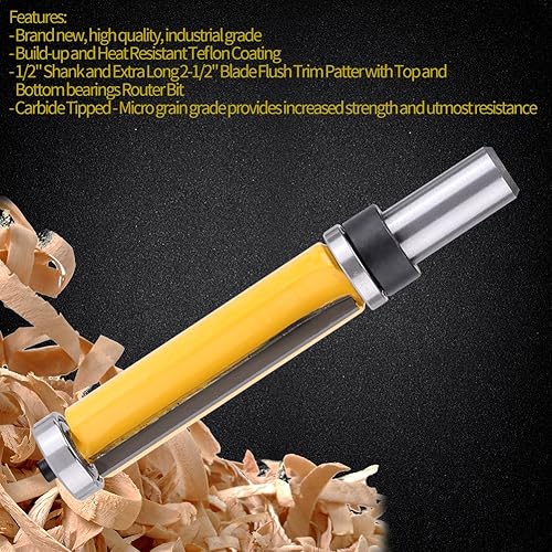 Miniatura 6 de Broca recta de vástago de 12 pulgada, herramienta de fresadora de rodamiento de carpintería de 2-12 pulgadas de largo x 34 pulgadas de diámetro con